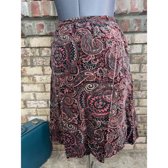 skirt velour paisley  Aline maroon wine pink - Picture 4 of 9